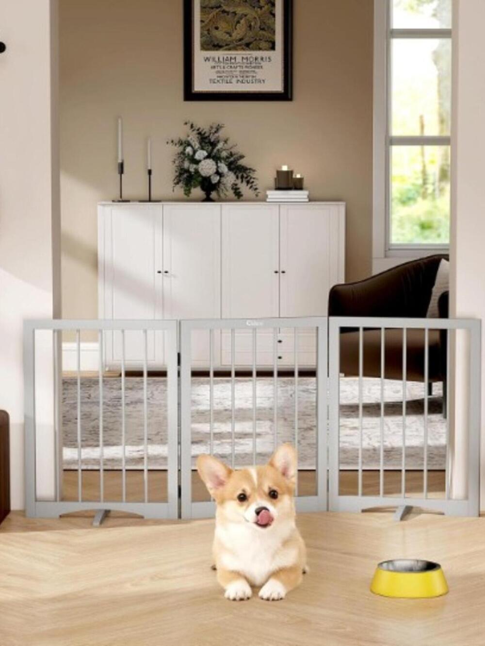 BRAND NEW: Free Standing Doggy Gate 54"x24" White 3-Panel